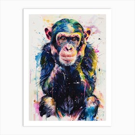 Chimpanzee Colourful Watercolour 4 Art Print