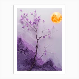 the moon and a tree Art Print