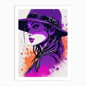 Woman In Purple Hat Art Print