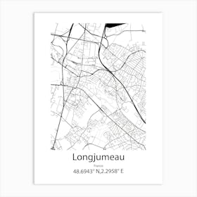 Longjumeau,France Minimalist Map Art Print