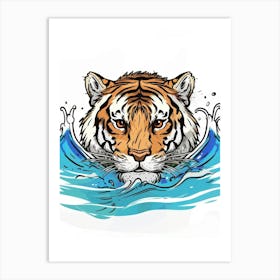 Tiger In The Water 3 Art Print