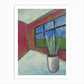 Houseplant In An Orange Room Art Print