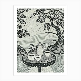 A Tea Ceremony In A Tranquil Garden Setting Ukiyo-E Style 1 Art Print