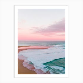 Mawgan Porth Beach, Cornwall Pink Photography 2 Art Print