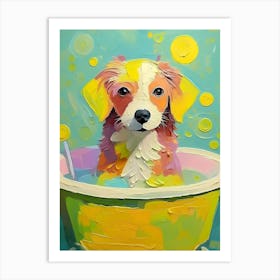 Dog In A Tub 2 Art Print