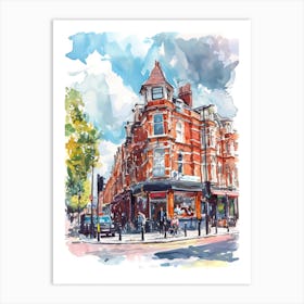 Hammersmith London Borough   Street Watercolour 1 Art Print
