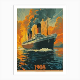 Aihrgdesign A Vintage Travel Poster Of A Grand Steamship In 1 D1d14e7f D7ac 4c00 99fa D050d75b754c 0 Art Print