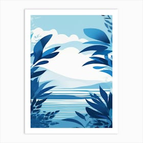 Blue leaves Background Art Print