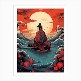 Samurai Ukiyo E Style Illustration 2 Art Print