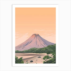 Mount Yasur Vanuatu Color Line Drawing (7) Art Print