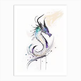 Dragon Symbol Minimal Watercolour Art Print