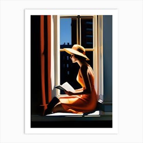 Woman Reading At Window Art Print