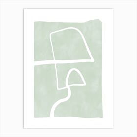 Pastel Green Abstract One Line Art Print