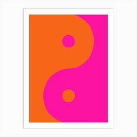 Hot Pink And Orange Yin Yang Art Print