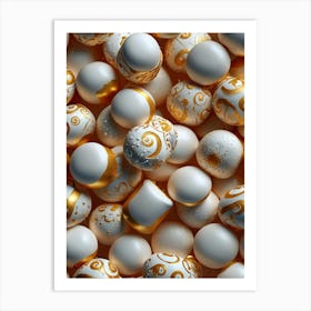 White And Gold Easter Eggs Art Print