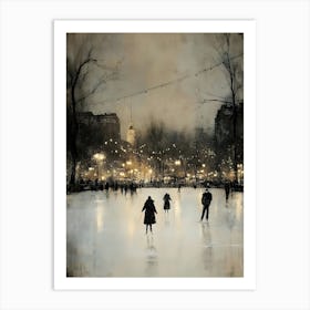 Ice Skating At Night 3 Art Print