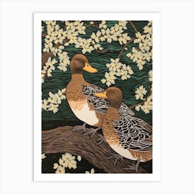 Art Nouveau Birds Poster Duck 4 Art Print