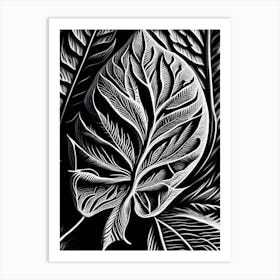 Paprika Leaf Linocut Art Print