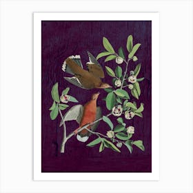 Doves On A Branch Art Print