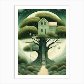 Green Tree House Art Print