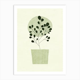 Minimalist Botanical Plant in Pot Design Art Print