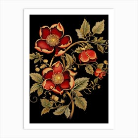 Christmas Rose 1 William Morris Style Winter Florals Art Print