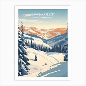 Poster Of Sun Peaks Resort   British Columbia, Canada, Ski Resort Illustration 2 Art Print