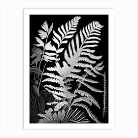 Sensitive Fern Wildflower Linocut Art Print