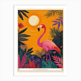 Greater Flamingo Las Coloradas Mexico Tropical Illustration 5 Poster Art Print