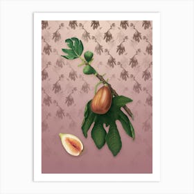 Vintage Fig Botanical on Dusty Pink Pattern n.2387 Art Print