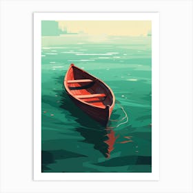 Red Boat In The Water Art Print