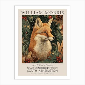 William Morris Prints Fox Portrait Christmas Gift Winter Vintage Art Print