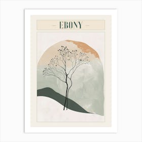 Ebony Tree Minimal Japandi Illustration 1 Poster Art Print