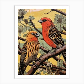 Art Nouveau Birds Poster Yellowhammer 3 Art Print