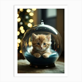 Cat In A Glass Ball Art Print