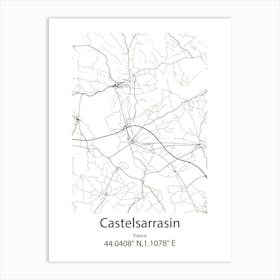 Castelsarrasin,France Minimalist Map Art Print