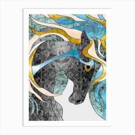 Blue Horse Art Print