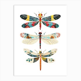 Colourful Insect Illustration Dragonfly 1 Art Print