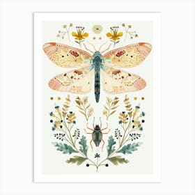 Colourful Insect Illustration Lacewing 2 Art Print