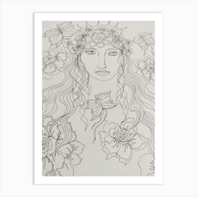 Pen drawing princess butterfly Art Print