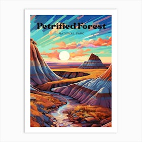 Petrified Forest National Park Arizona Colorful Travel Art Illustration Art Print