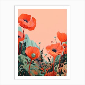 Boho Wildflower Painting Poppy 1 Art Print