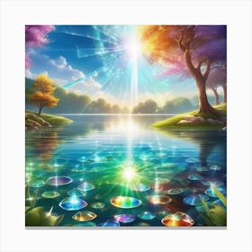 Rainbow Over A Lake 1 Canvas Print