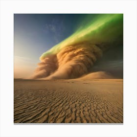 Stock Photography A Sandstorm With A Green Flash At Sunset 2(1) Canvas Print