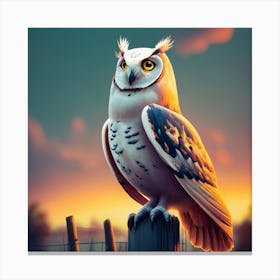 Owl At Sunset Canvas Print