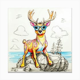 Deer In Sunglasses 9 Canvas Print