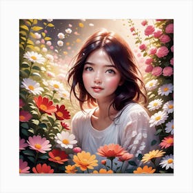 Girl In Flowers 1 Canvas Print