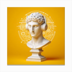 Bust Of A Man With Headphones Canvas Print