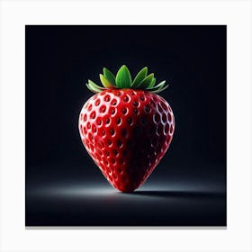 Strawberry On Black Background 1 Canvas Print