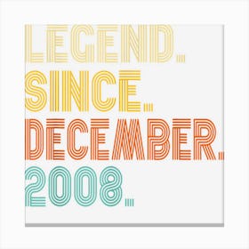 14 Year Old Legend December 2008 14th Birthday Boys Girls 1 Canvas Print